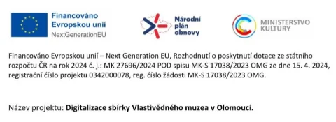 Povinná publicita projektu: Digitalizace sbírky Vlastivědného muzea v Olomouci